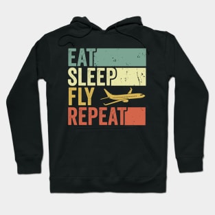 Eat Sleep Fly Repeat Pilot Funny Aviation Lover Hoodie